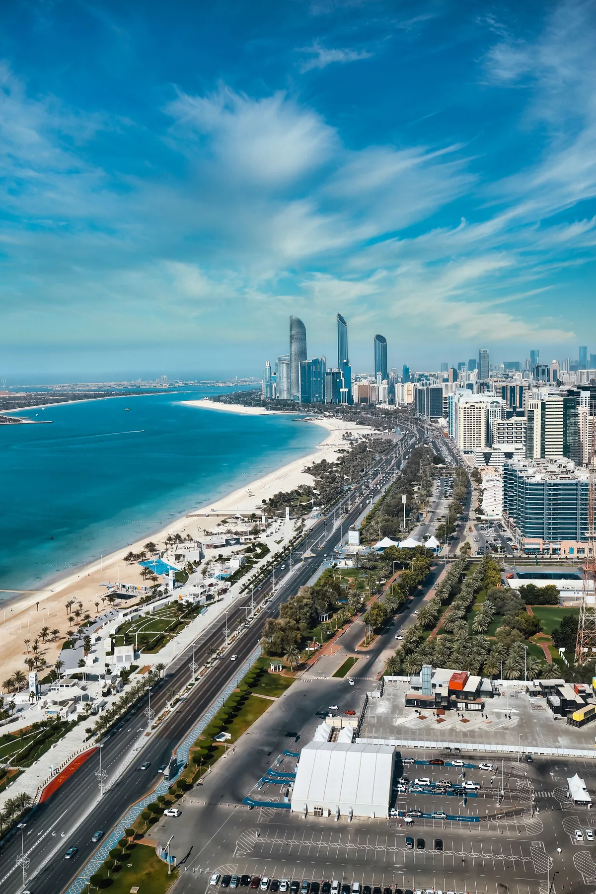 A view of Abu Dhabi's coastal urban landscape